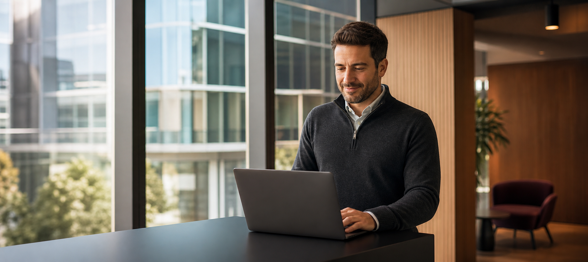 An investor reviewing a commercial-property opportunity on a laptop